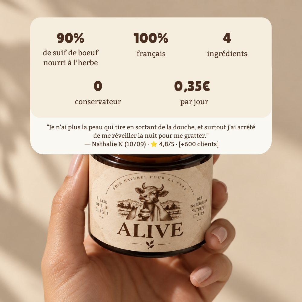 Crème pour le corps au suif de bœuf nourri à l'herbe