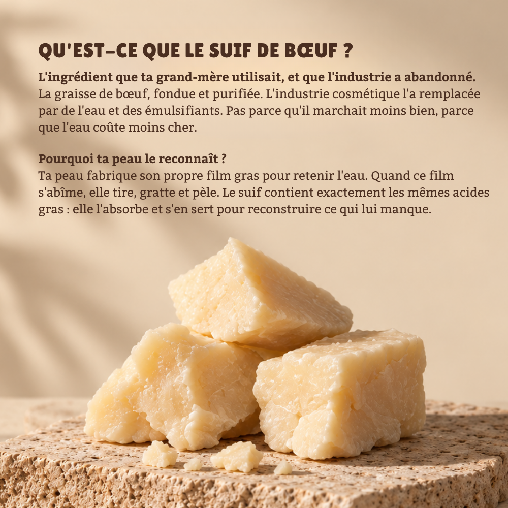 Crème pour le corps au suif de bœuf nourri à l'herbe